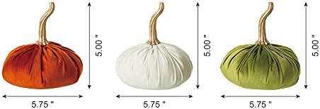 Glitzhome 3 Pack Velvet Pumpkins for Fall Decor
