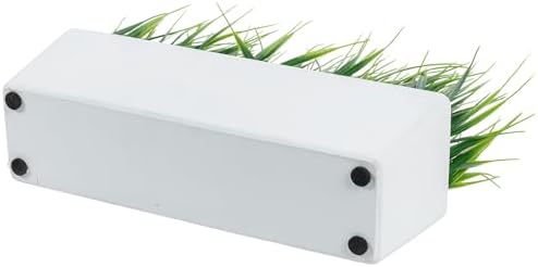MyGift 14 Inch Artificial Green Grass in White Concrete Planter