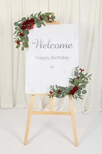 HW 2pcs Artificial Wedding Arch Red Rose Flowers
