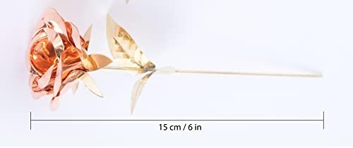 65 Inch Golden Metal Rose Sculpture - Hand Forged Copper Flower Gift