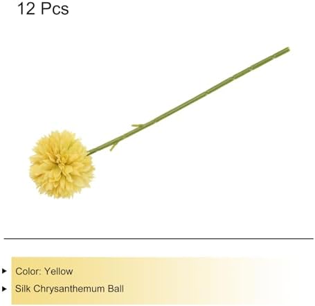 MECCANIXITY Artificial Flower Heads Yellow Silk Chrysanthemum Ball for Wedding Crafts