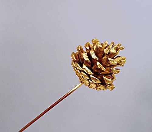 5pcs Artificial Gold Lotus Golden Flowers Leaves Stem Plants for Flowers Arrangement