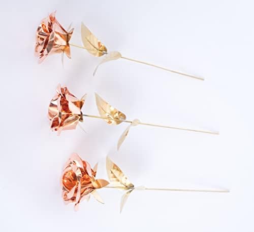 65 Inch Golden Metal Rose Sculpture - Hand Forged Copper Flower Gift