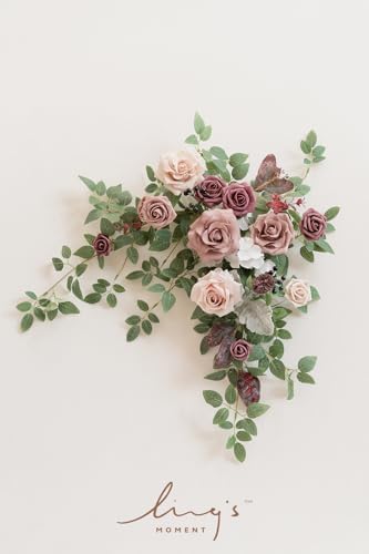 Lings Moment Dusty Rose Mauve Artificial Flower Swag Arch Decor