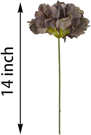 71 Inch Coffee Hydrangea Artificial Flowers Heads 10 Pcs