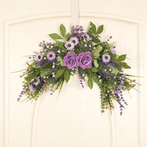 Lovmeety Daisy Artificial Flower Swag with Green Leaves