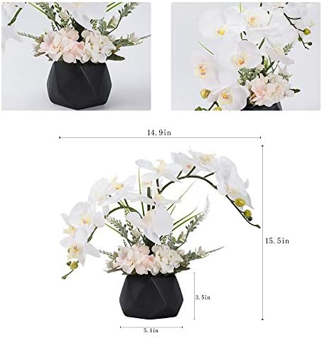 LESING Artificial Orchid Arrangement with Black Vase 1
