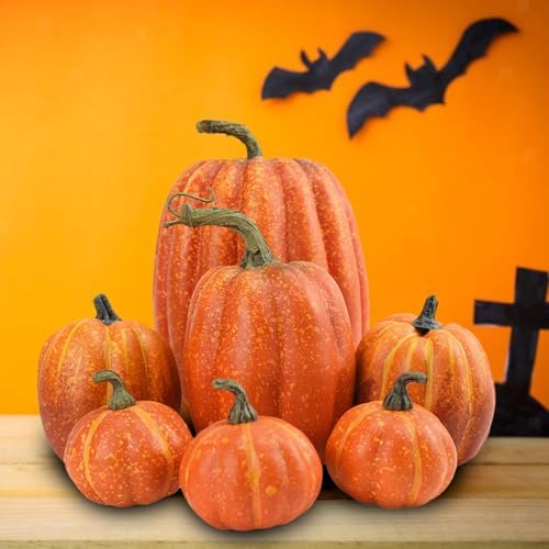 Cabilock Artificial Mini Pumpkins 7pcs Fall Decor