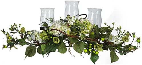 Nearly Natural 4634-CR Hydrangea Triple Centerpiece Cream