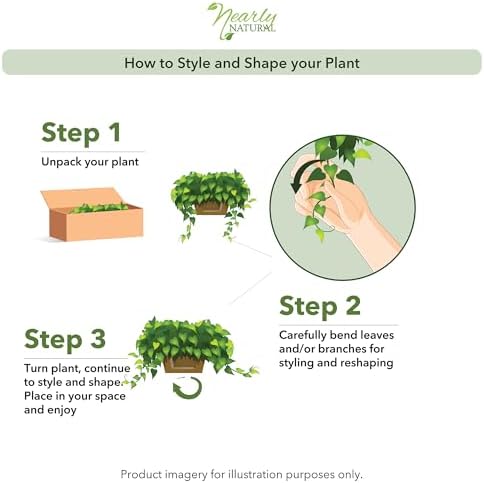 Nearly Natural Pothos Plant with Ledge Basket Green