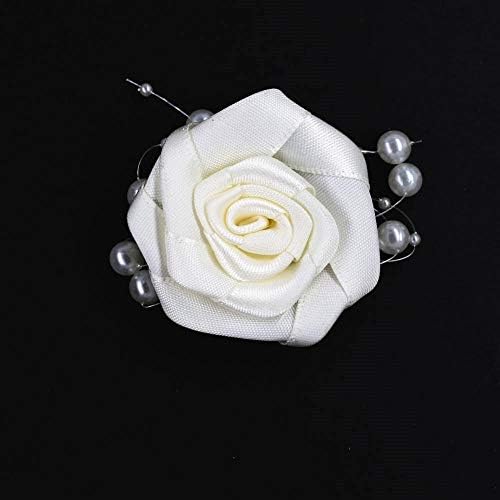 Banlardk Silver Rose Artificial Flower Boutonniere for Men Wedding Ceremony XH521