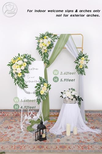 Pack of 2 Yellow Artificial Wedding Arch Flowers Reusable Decorations