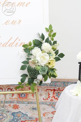 Pack of 2 Artificial Wedding Arches with Silk Flowers and Zipper Ties