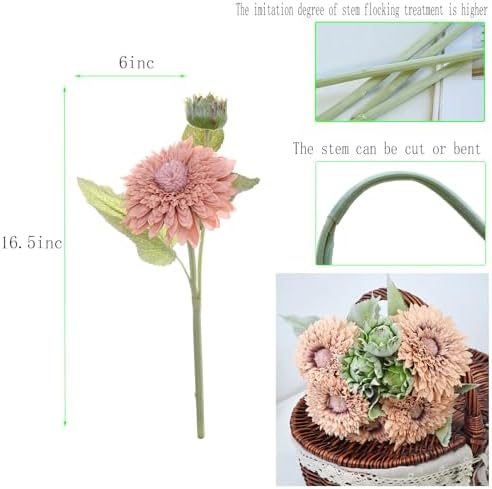 Kimuras Cabin 5Pcs Artificial Sunflowers Bouquet