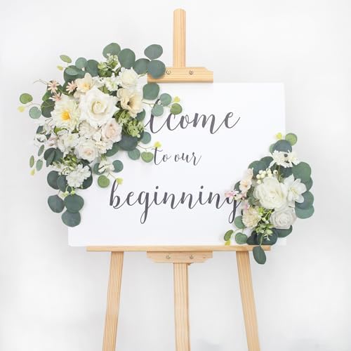 2pcs Champagne White Wedding Arch Flowers with Cable Ties