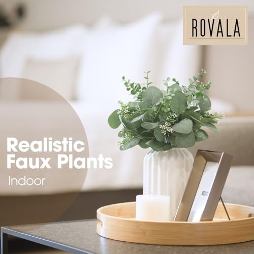 Realistic Fake Eucalyptus Plant with White Ceramic Vase