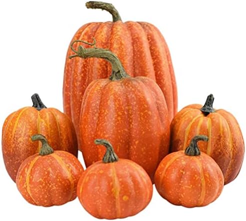7Pcs Artificial Pumpkins Faux Foam Fall Decor Set