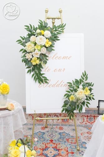 Pack of 2 Yellow Artificial Wedding Arch Flowers Reusable Decorations