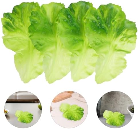 Cabilock 4pcs Realistic Decorative Fake Lettuce Leaves