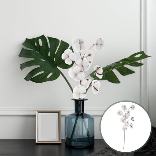 Ciieeo Artificial Cotton Flowers 10 Head Bunches