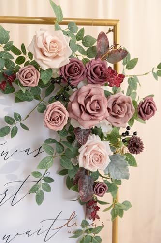 Lings Moment Dusty Rose Mauve Artificial Flower Swag Arch Decor