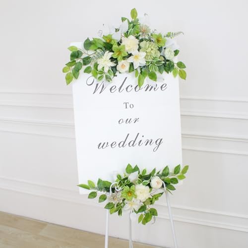 Wedding Arch Flowers Faux Set of 2 Green Decorations