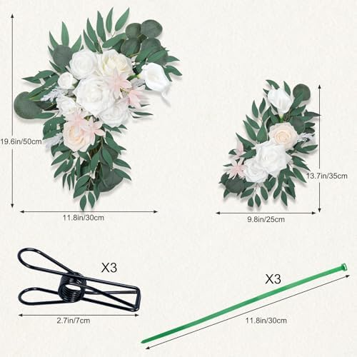 White Faux Wedding Flowers Arch Decor Sign