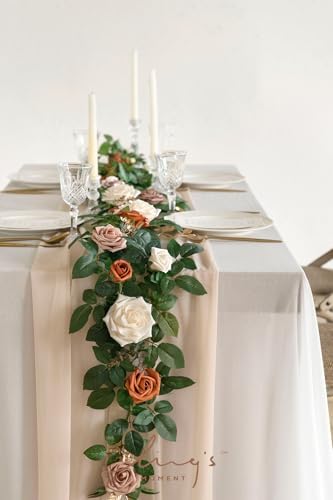 Lings Moment 5FT Artificial Rose Garland Ivory Arch Decor