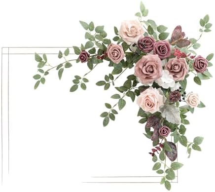 Lings Moment Dusty Rose Mauve Artificial Flower Swag Arch Decor