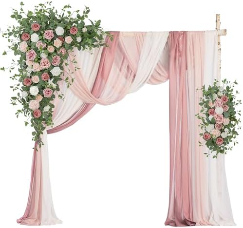WEDFLOR Wedding Arch Flowers with Drapes Kit Pack of 5