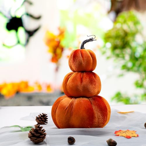 Gresorth 126 Inch Artificial Velvet Pumpkin Tower