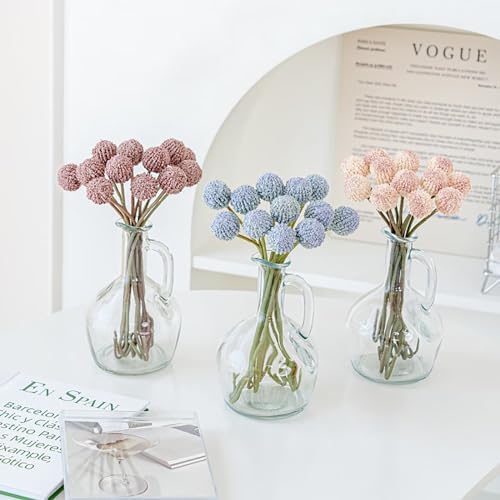 Lovmeety Dusty Blue Billy Balls Artificial Flowers 12 Pcs Set