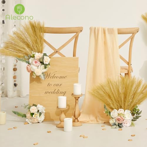 Alecono Gold Faux Pampas Grass 17 Inch Decor
