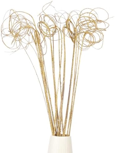 PATIKIL Glitter Curly Willow Branches 30 Pcs Gold