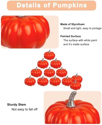 Vensovo 3 Inch Mini Foam Pumpkins - 12PCS Fall Decor