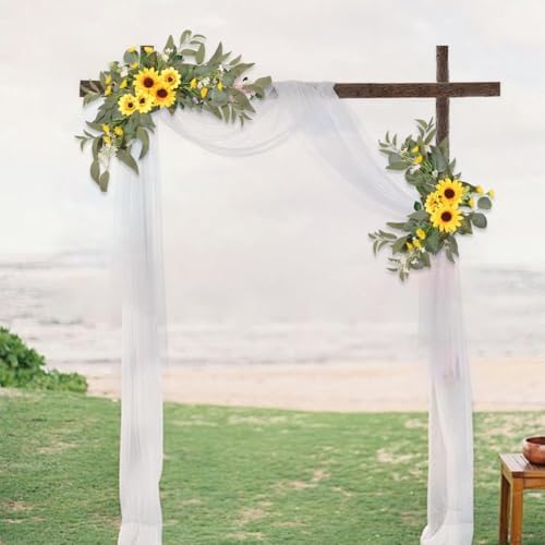 JOYWU Wedding Arch Flowers Set of 2 with Green Leaves Sunflower