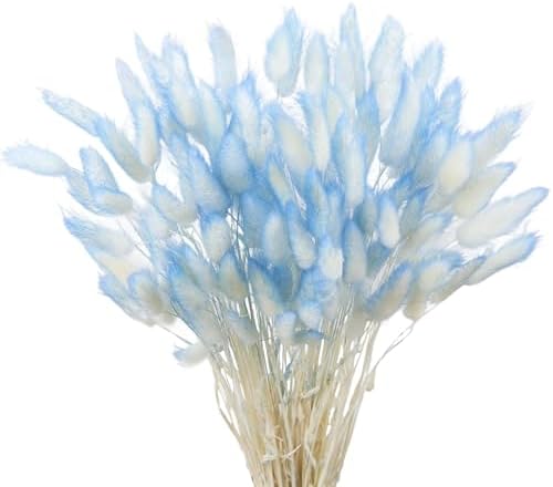 120 Pcs Blue Dried Bunny Tails Floral Decor