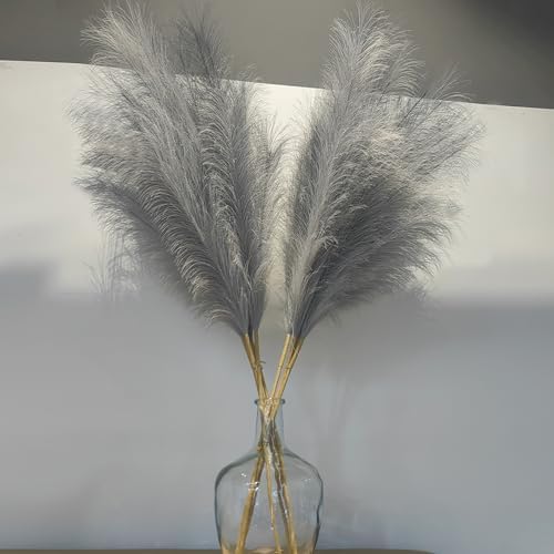 38 Inch 10 Stems Faux Pampas Grass - Grey