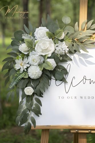 Muhanjia Wedding Sign Faux Flower Swag Pack of 2