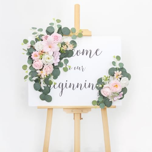 Light Pink Wedding Arch Flowers Set of 2