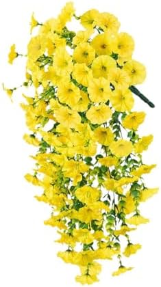 Artificial Hanging Flowers Spring Teardrop Swag Indoor Outdoor Yellow