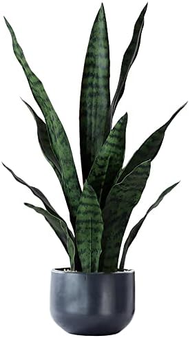 Beebel Artificial Sansevieria Snake Plant with Black Planter