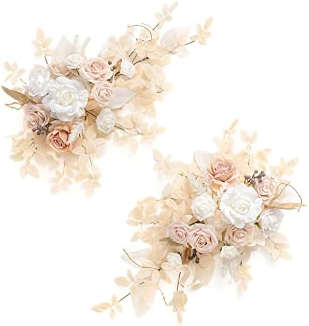 Lings Moment 2PCS White Beige Artificial Floral Centerpieces