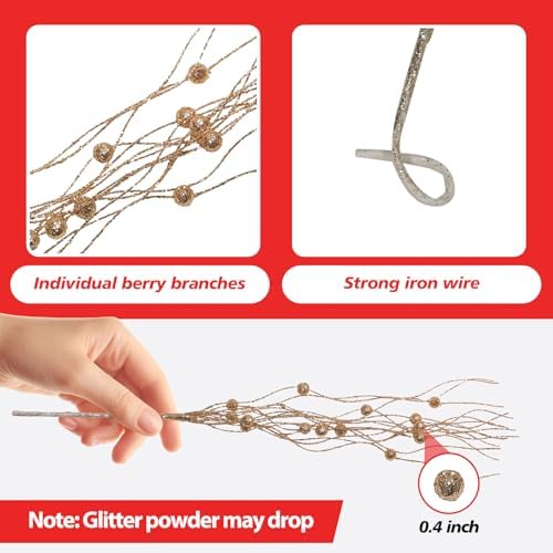 36 Pcs Glitter Christmas Tree Picks 17 Inch Decor