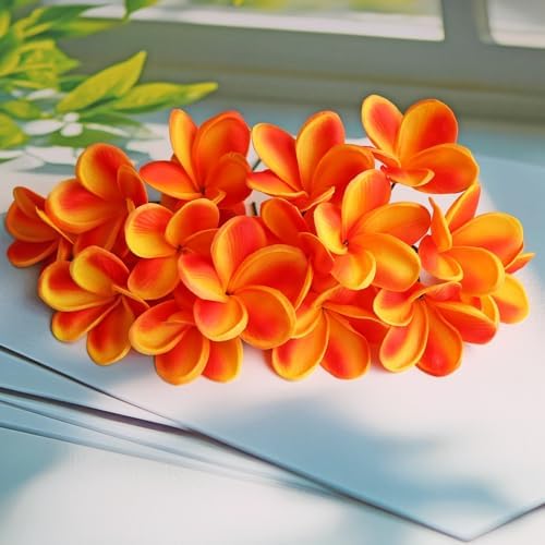 10PCS PU Plumeria Flowers for Wedding and DIY Decor