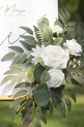 Muhanjia Wedding Sign Faux Flower Swag Pack of 2