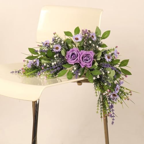 Lovmeety Daisy Artificial Flower Swag with Green Leaves