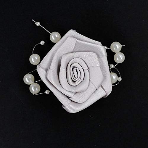 Banlardk Silver Rose Artificial Flower Boutonniere for Men Wedding Ceremony XH521