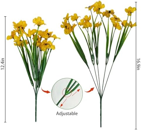 Uieke 72 Bundle UV Resistant Yellow Artificial Flowers for Outdoor Use