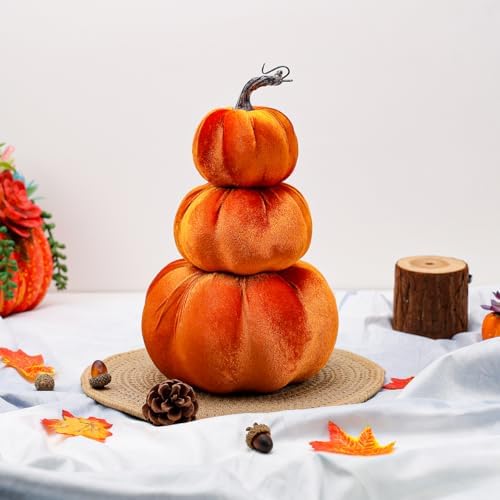 Gresorth 126 Inch Artificial Velvet Pumpkin Tower